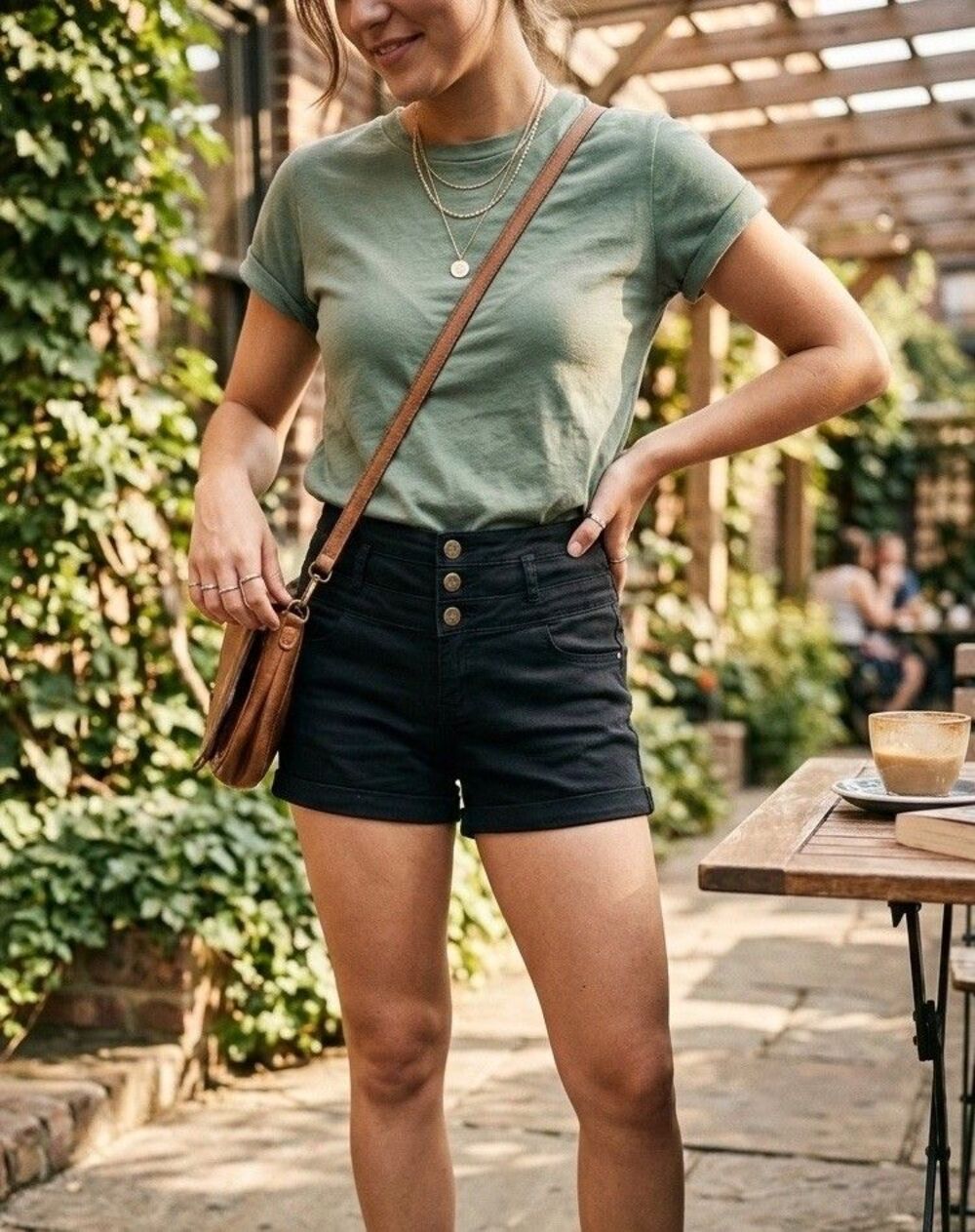 Refuge High Waist Jean Shorts Size 4 Black Cuffed Pockets Stretch Zip Button Fly